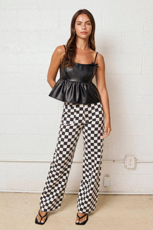 Demi Checkered Bottoms w Elastic Band:Black