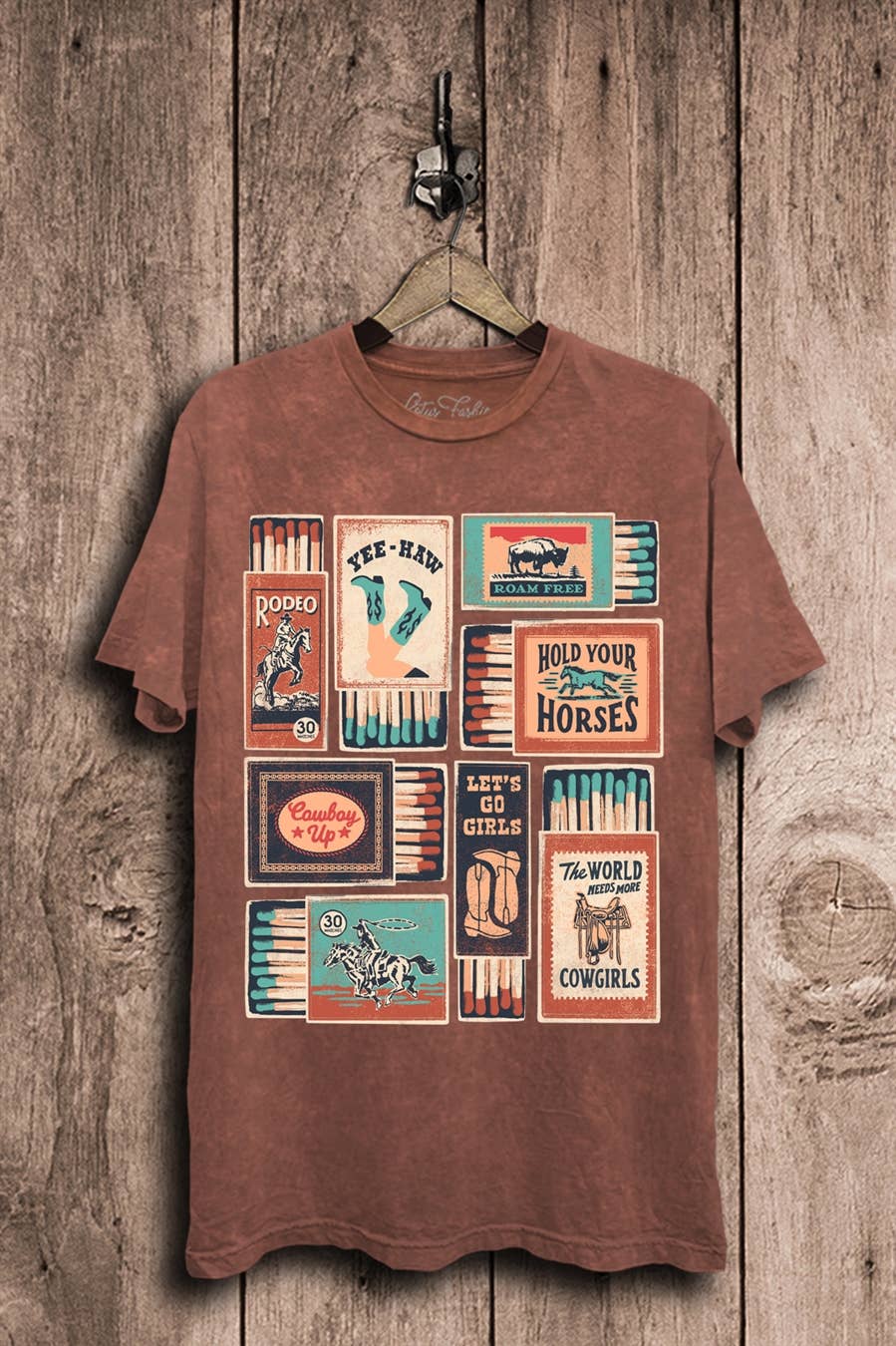 Western Matches Graphic Top: Vintage Black Mineral Wash / XL