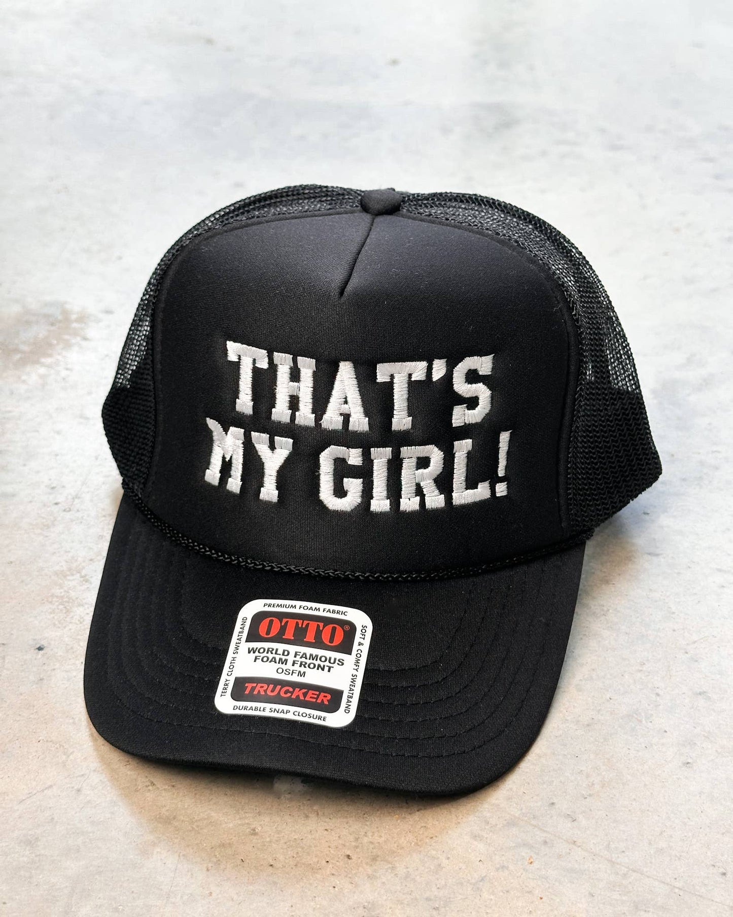 That's My Girl Embroidery Foam Trucker Cap: Black