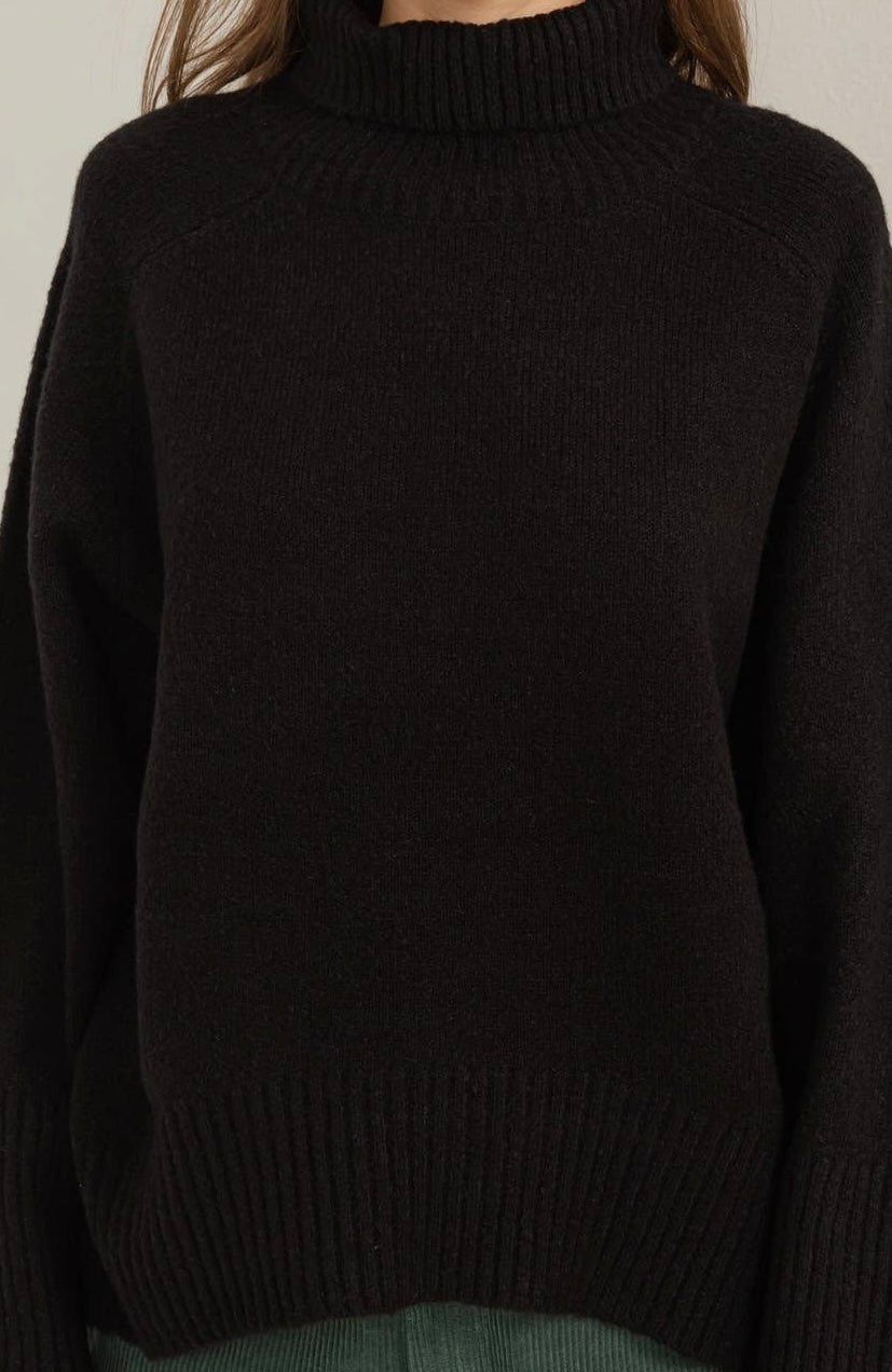 Dream State Turtleneck Long Sleeve Sweater-Black