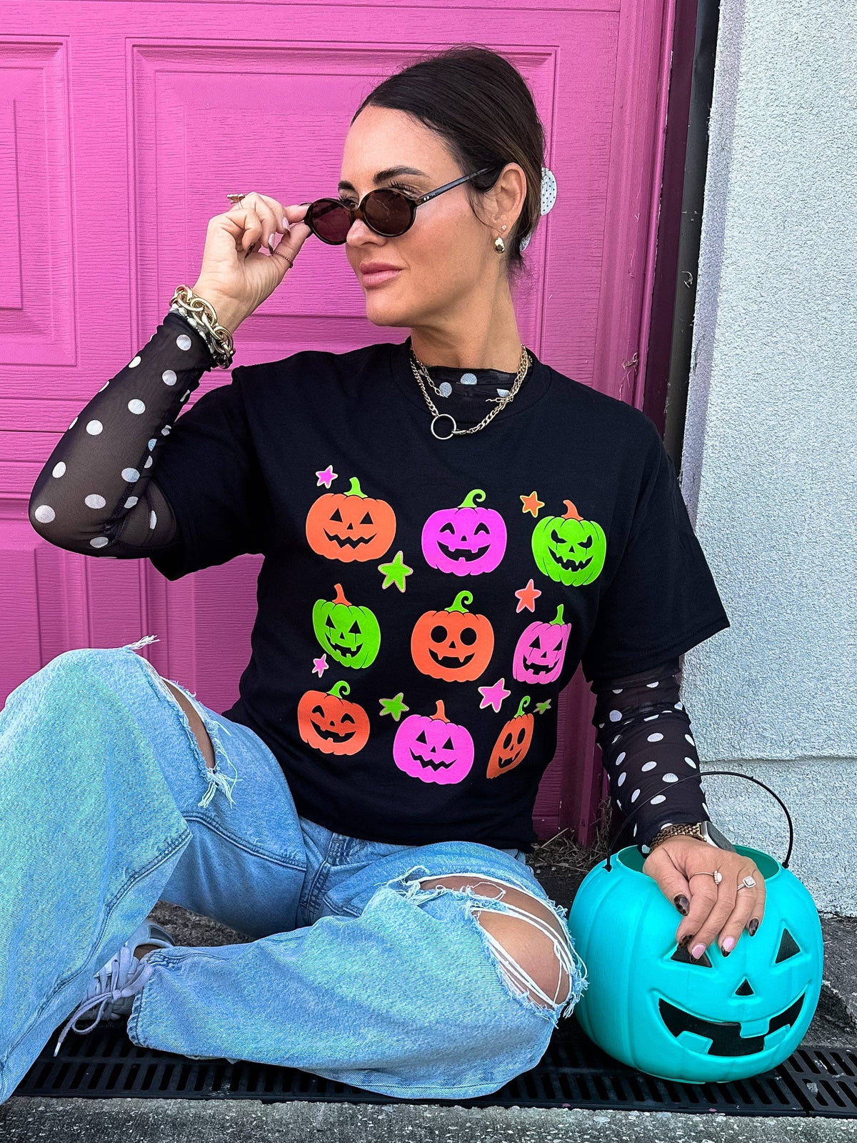 Neon Pumpkin Party Tee: S