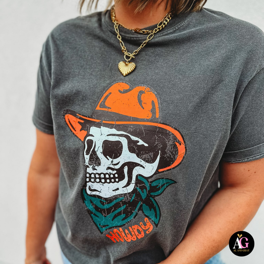Howdy Bones Graphic Tee-Pepper