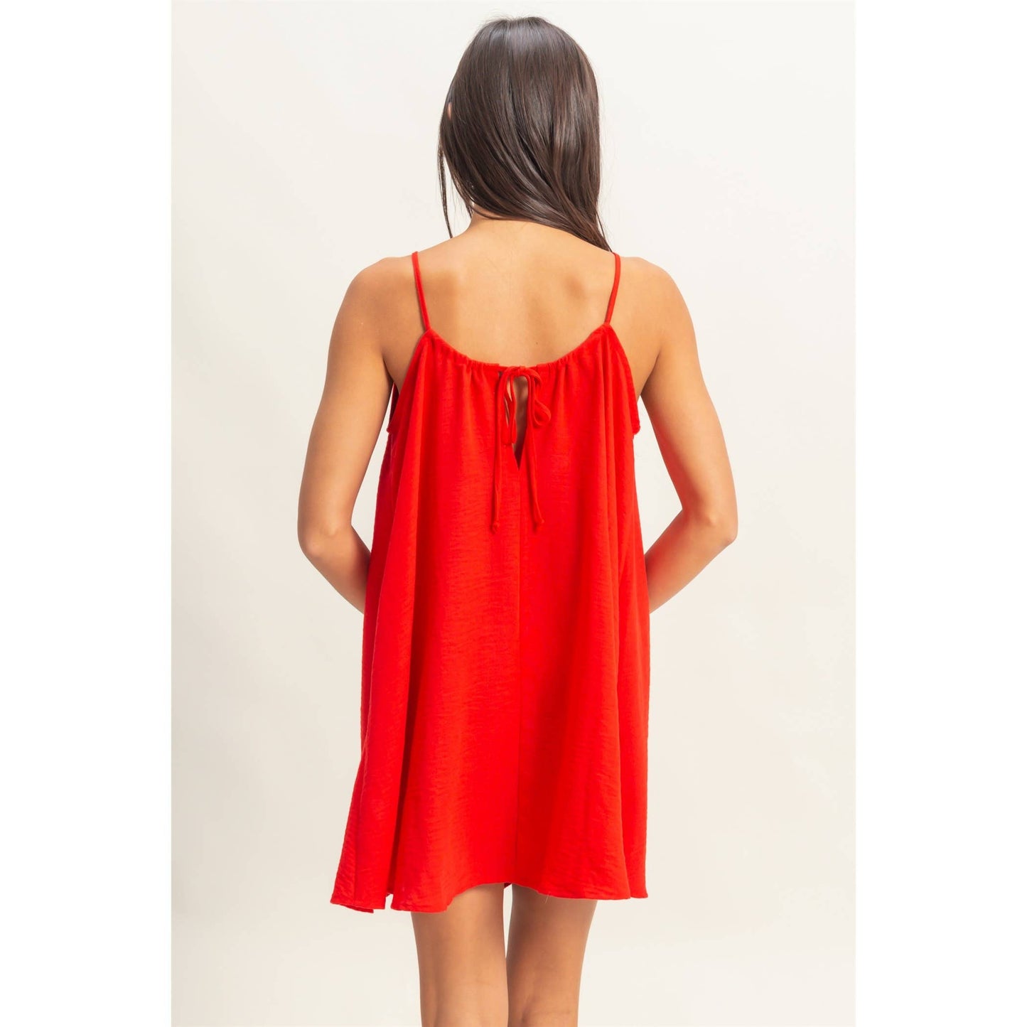 Sleeveless Relaxed Fit Mini Dress:RED