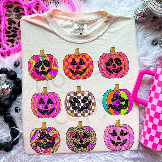 Preppy Colored Pumpkins Graphic Tee