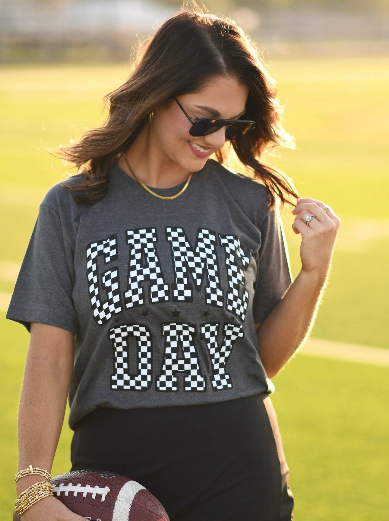 Charcoal Checkered Game Day Tee: Heather Charcoal / M