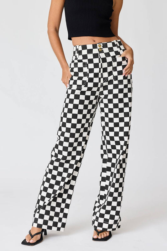Demi Checkered Bottoms w Elastic Band:Black