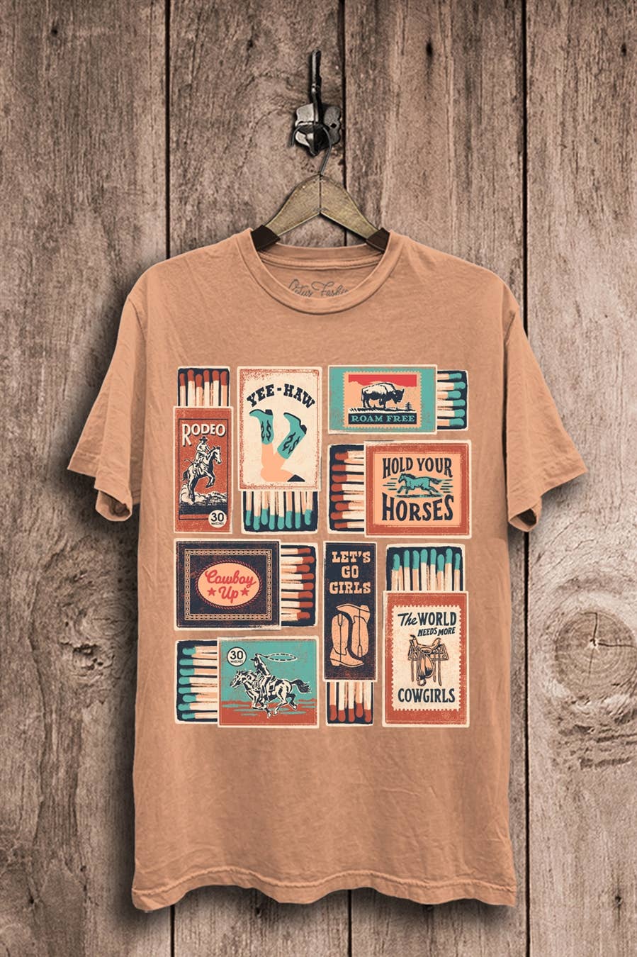 Western Matches Graphic Top: Vintage Black Mineral Wash / XL