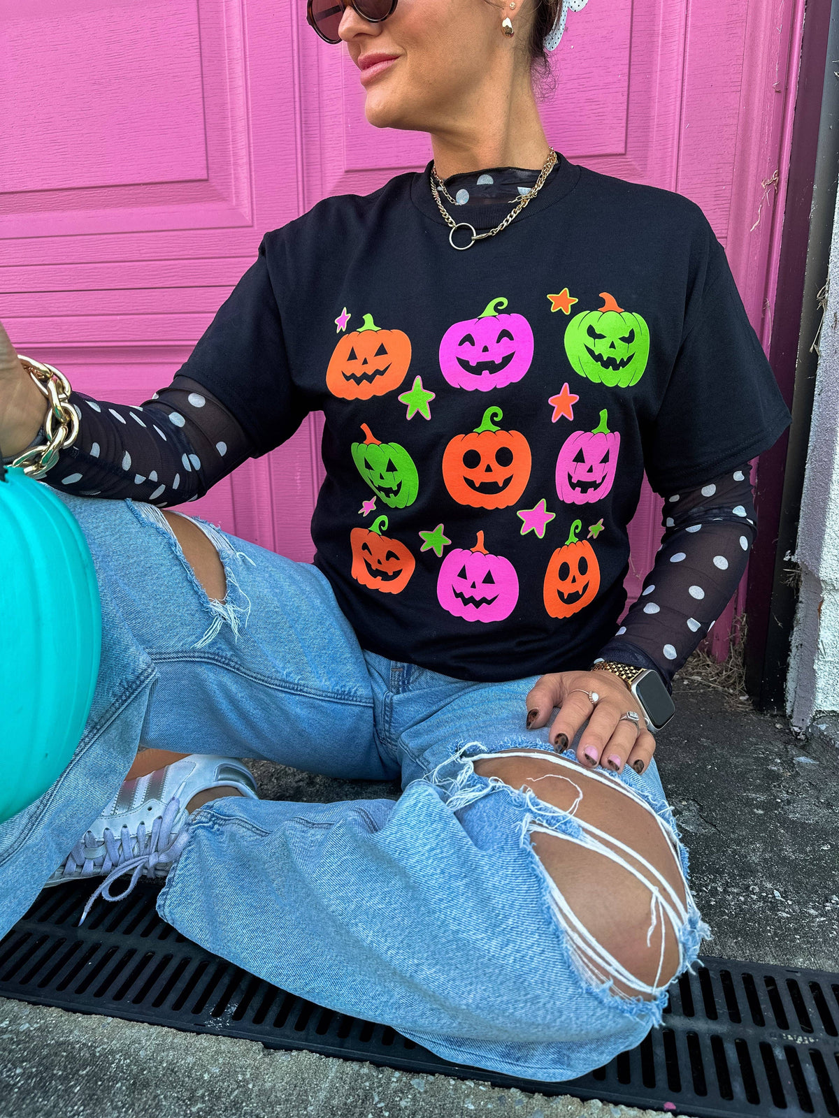 Neon Pumpkin Party Tee: S