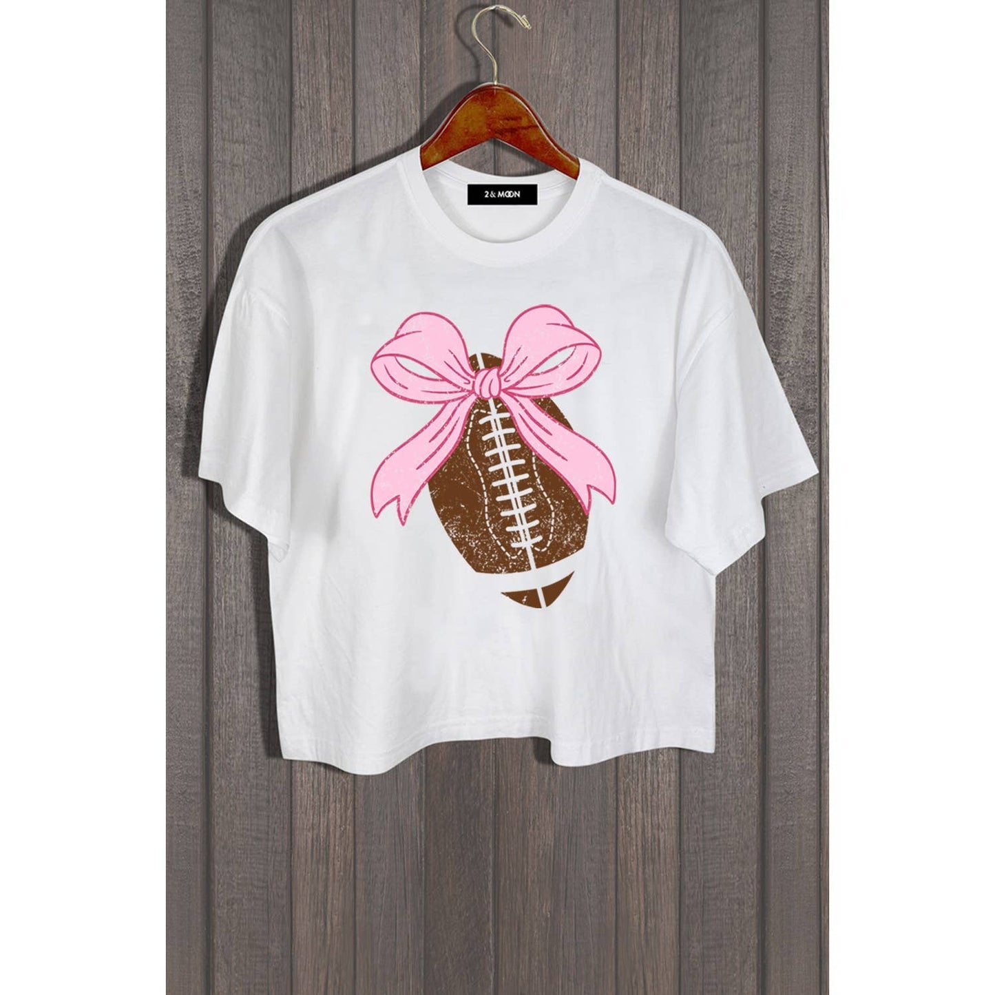 FOOTBALL WITH BOW GRAPHIC TEE-WHITE