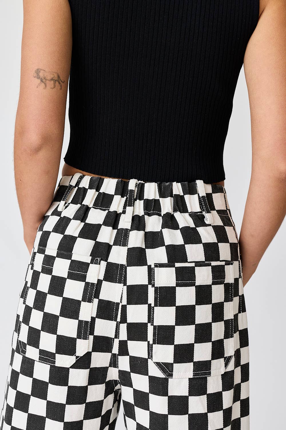 Demi Checkered Bottoms w Elastic Band:Black