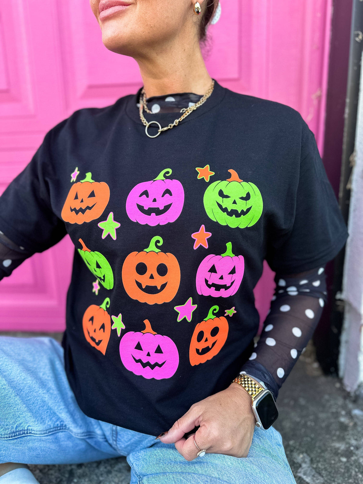 Neon Pumpkin Party Tee: S