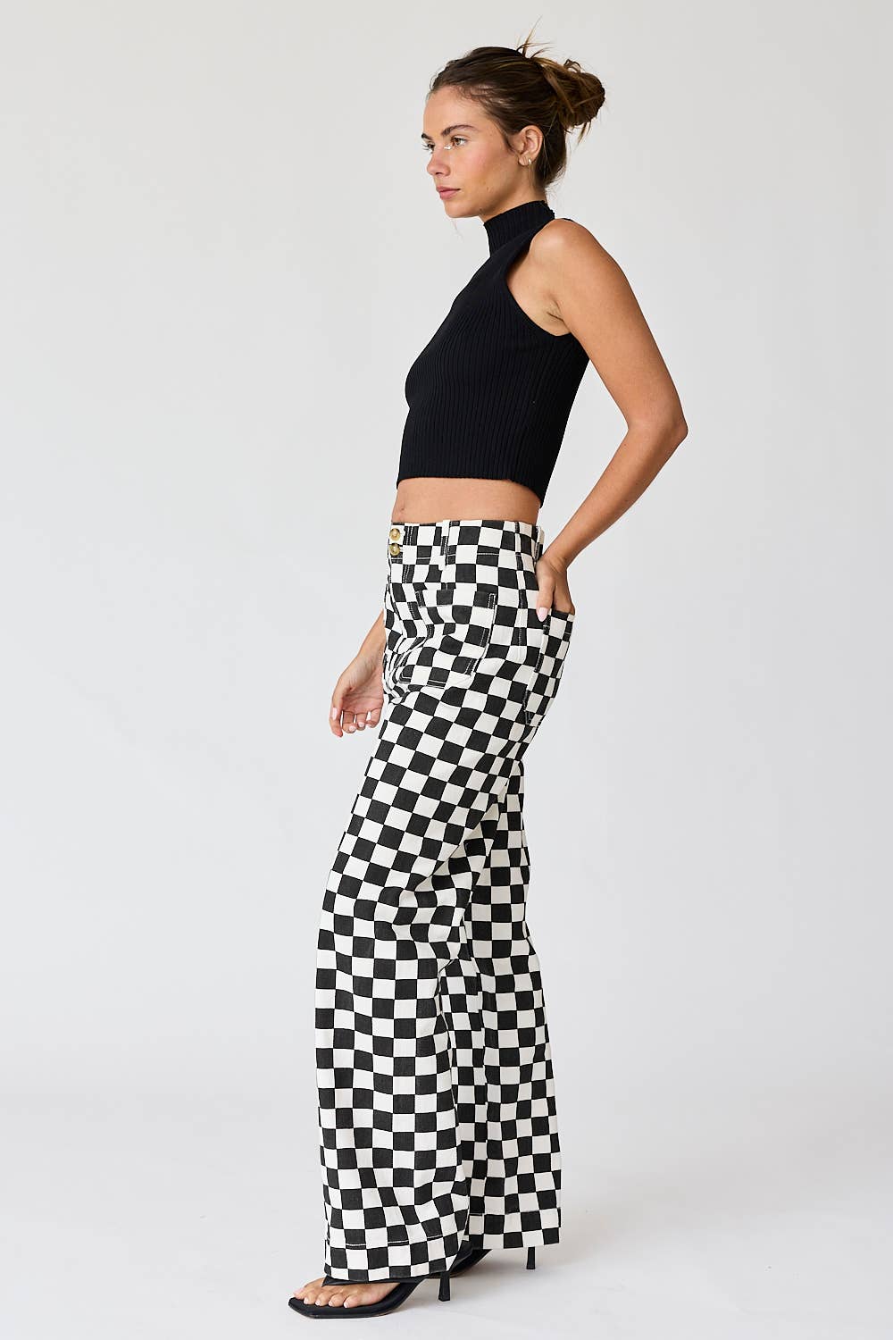 Demi Checkered Bottoms w Elastic Band:Black