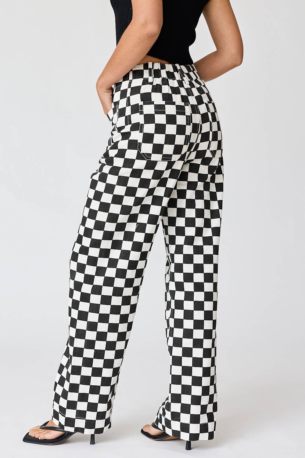 Demi Checkered Bottoms w Elastic Band:Black