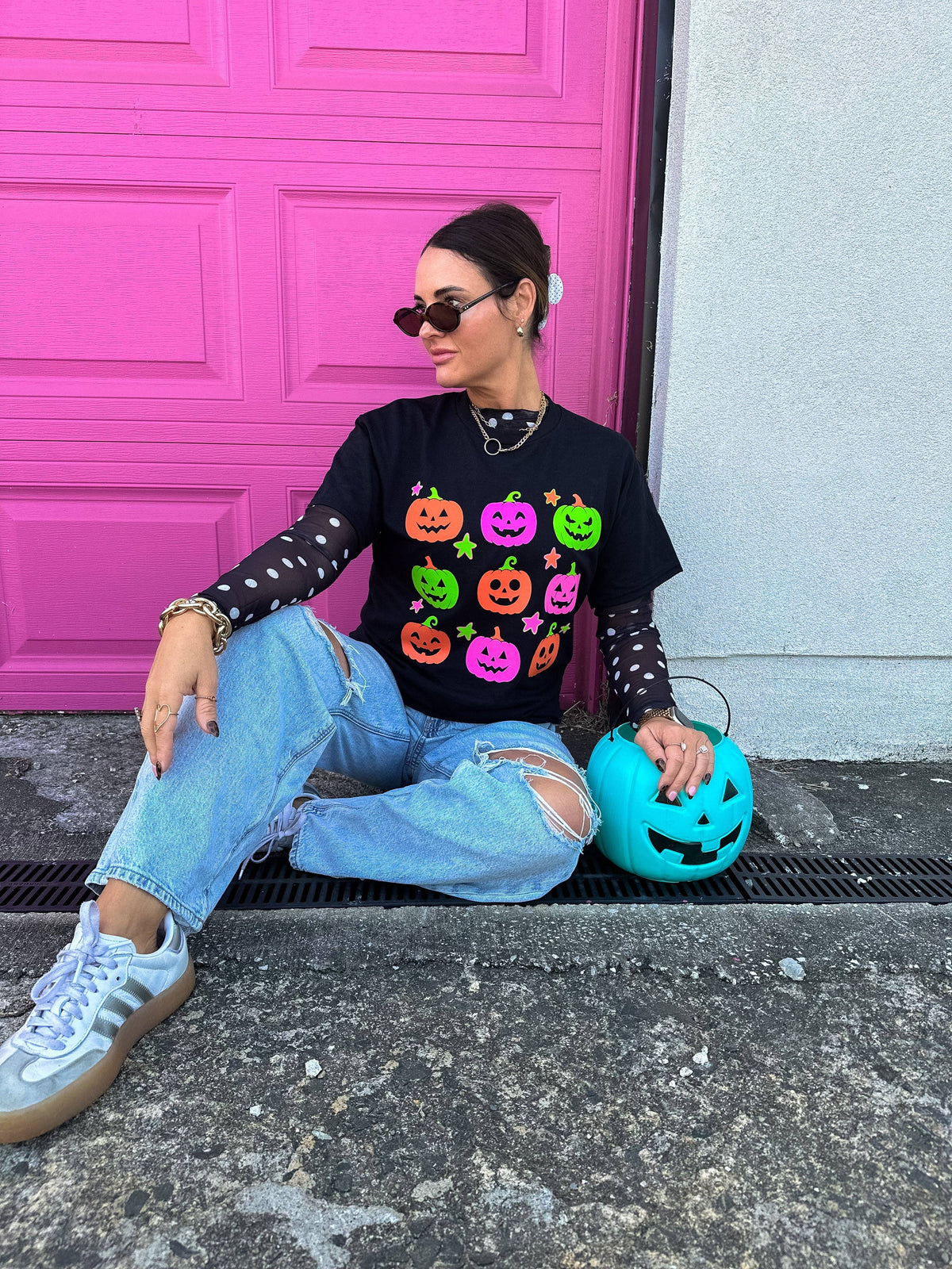 Neon Pumpkin Party Tee: S