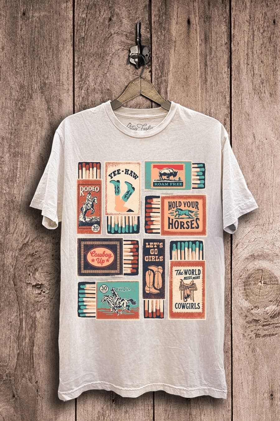 Western Matches Graphic Top: Vintage Black Mineral Wash / XL