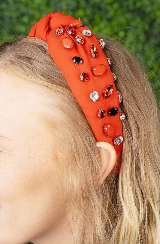 Fall Is In The Air Rhinestone Knotted Headband-Orange