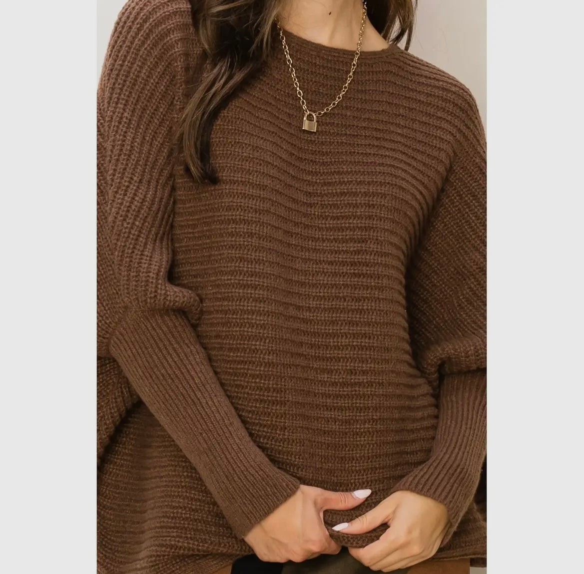 STYLE STARTER RIB PULLOVER SWEATER-Brown