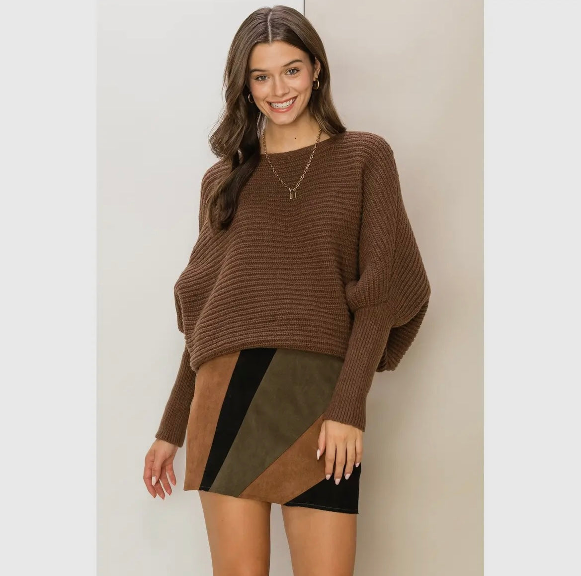 STYLE STARTER RIB PULLOVER SWEATER-Brown