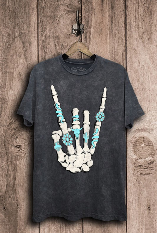 Skeleton Rock Hand Graphic Tee