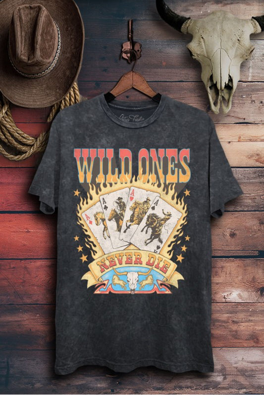 Wild Ones Never Die Graphic Tee-Vintage Black