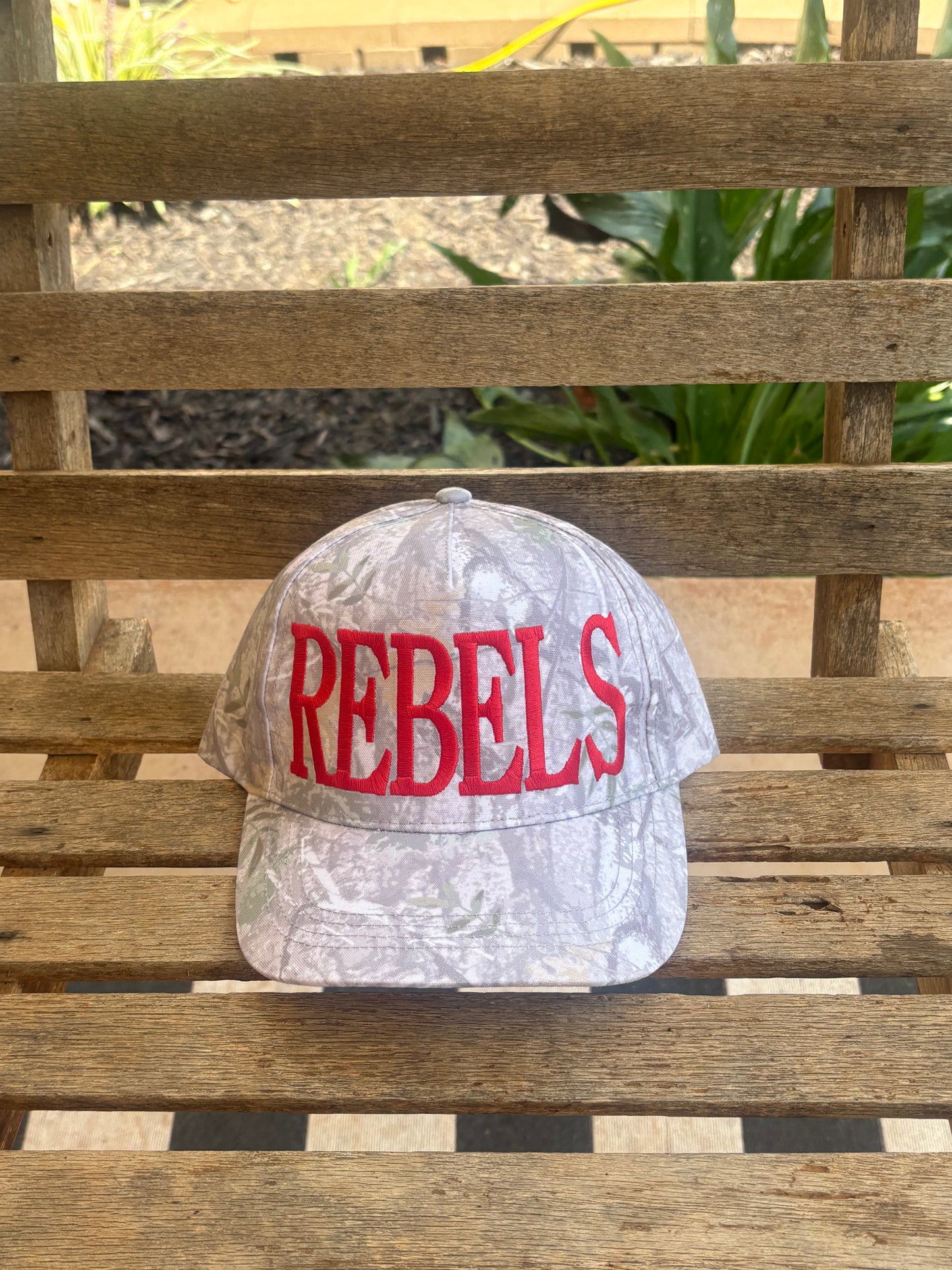 REBELS Camo hat with red thread