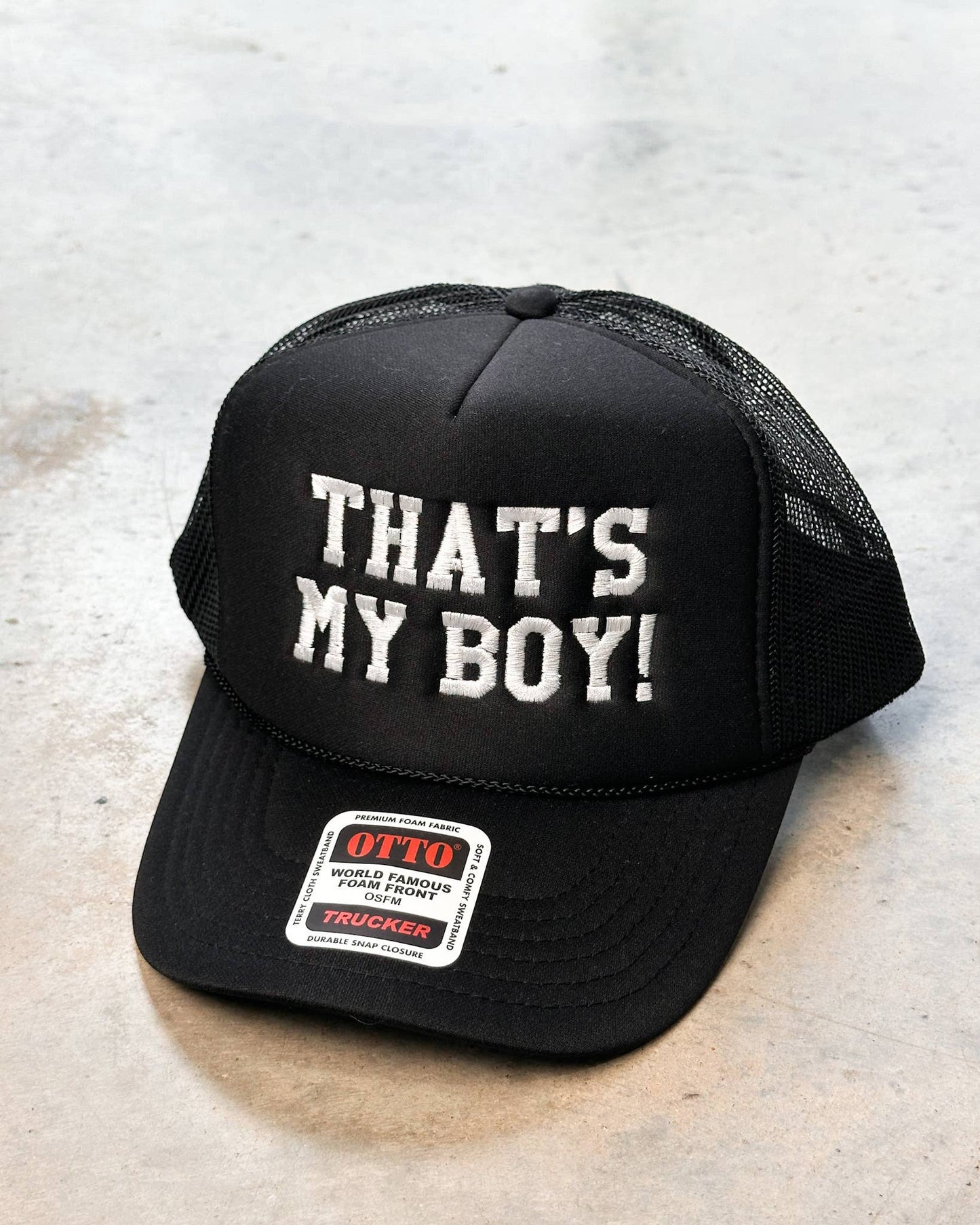 That's My Boy Embroidery Foam Trucker Cap:Black