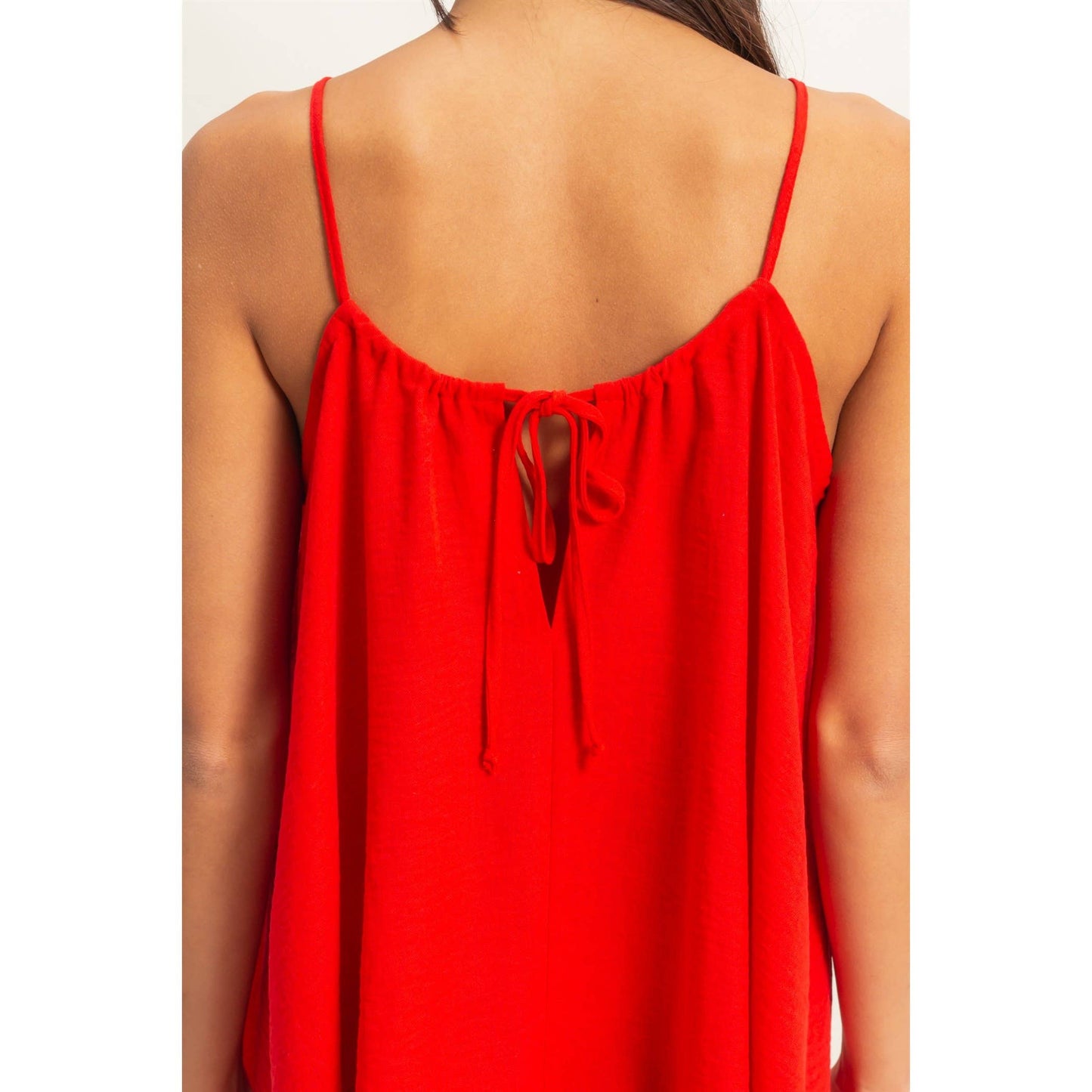 Sleeveless Relaxed Fit Mini Dress:RED