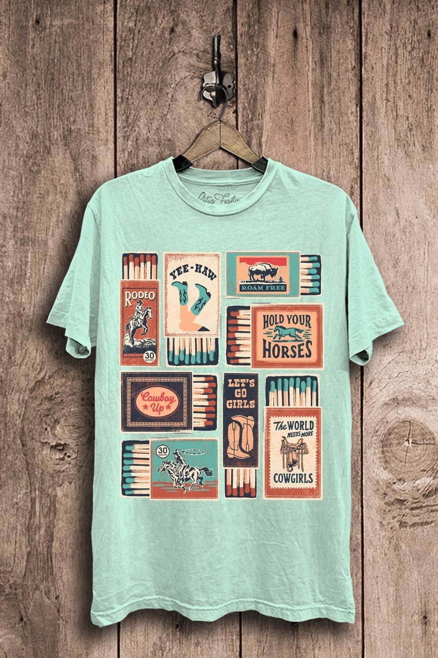 Western Matches Graphic Top: Vintage Black Mineral Wash / XL