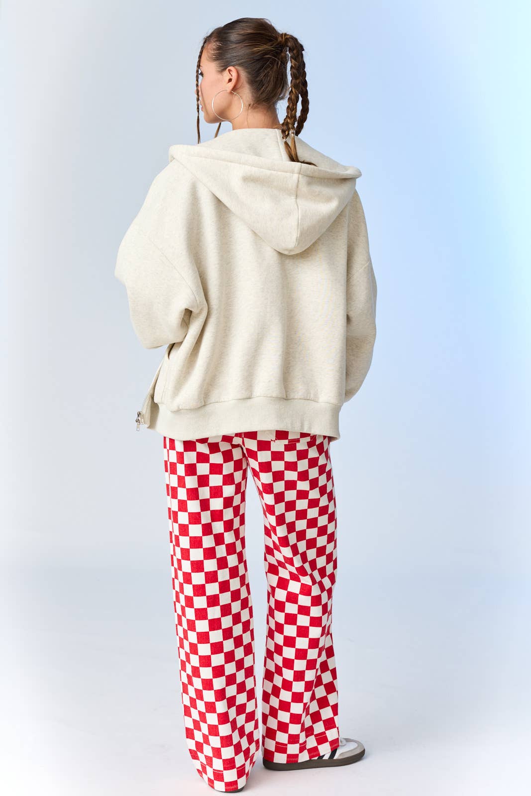 Demi Checkered Bottoms w Elastic Band:Red