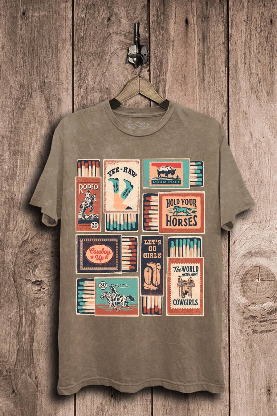 Western Matches Graphic Top: Vintage Black Mineral Wash / XL