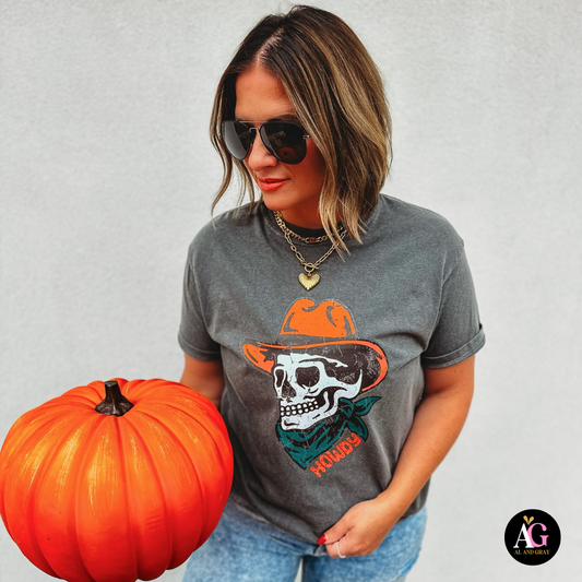 Howdy Bones Graphic Tee-Pepper