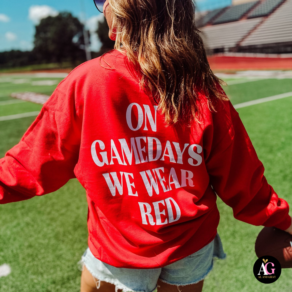On Gamedays We Wear Red Crewneck-Adult