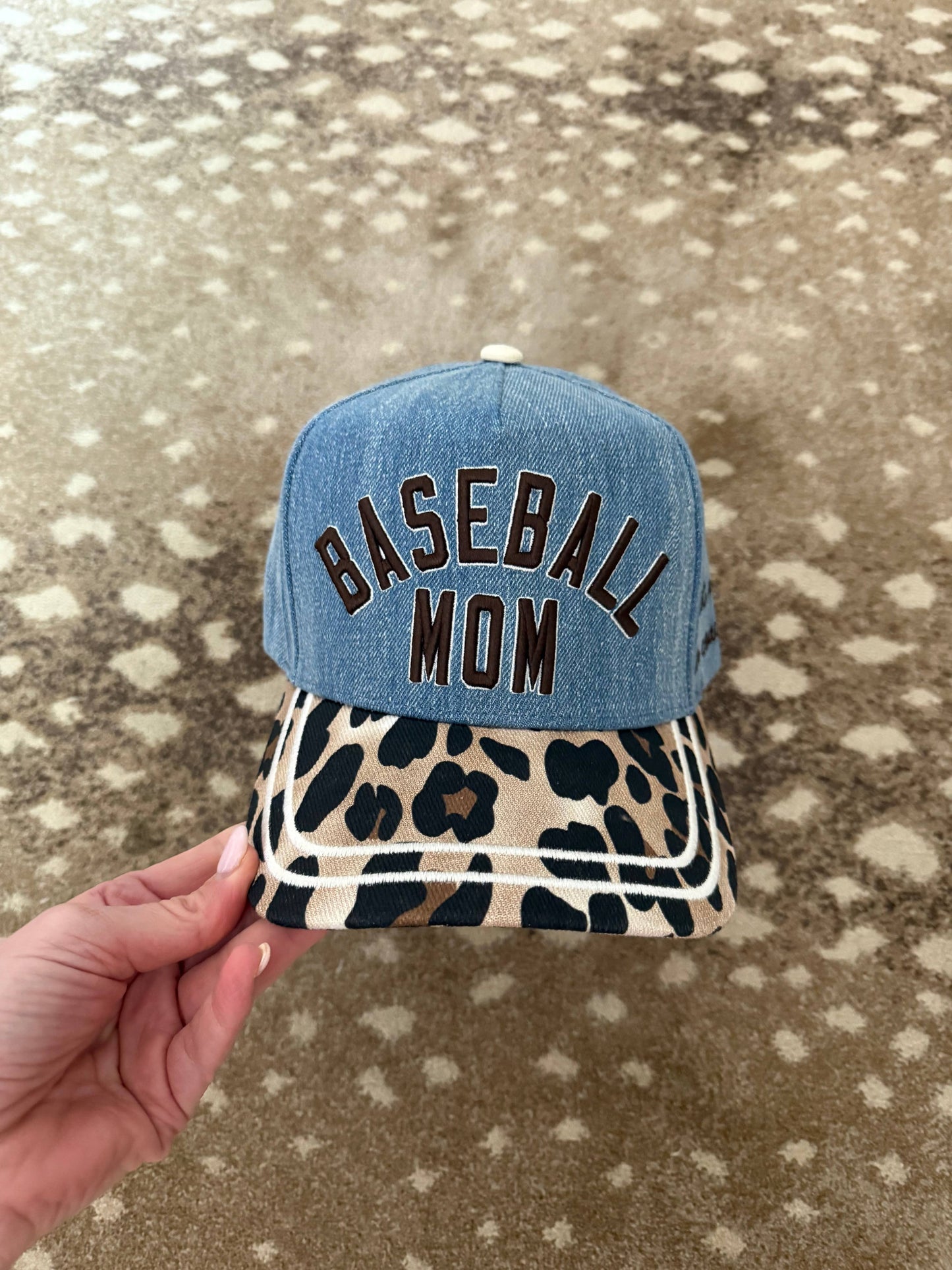 Blue Leopard Baseball Mom Hat-Pre Order