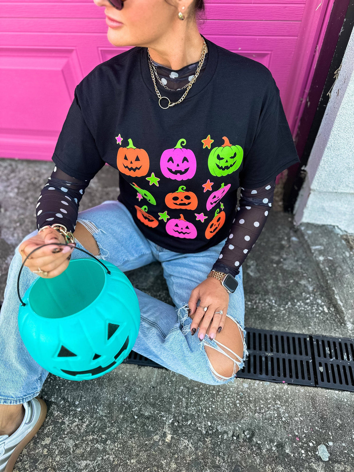 Neon Pumpkin Party Tee: S