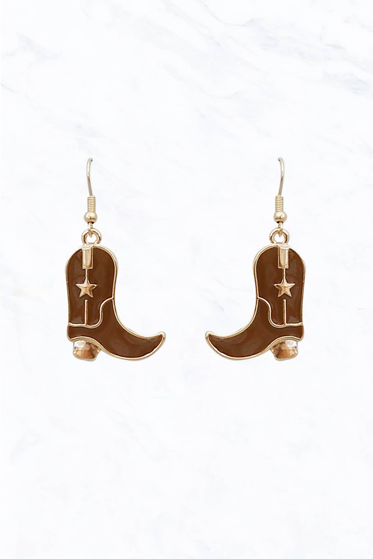 Metallic Cowboy Boots Earrings-Brown