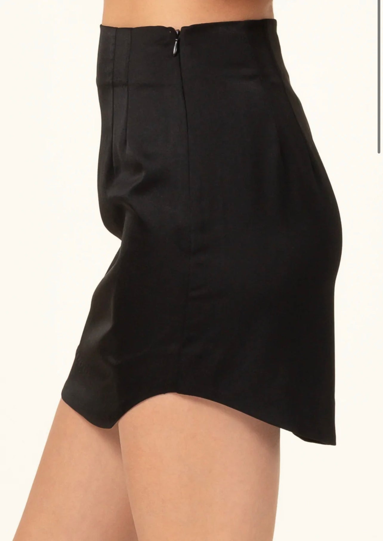 High Waisted Satin Skirt-Black