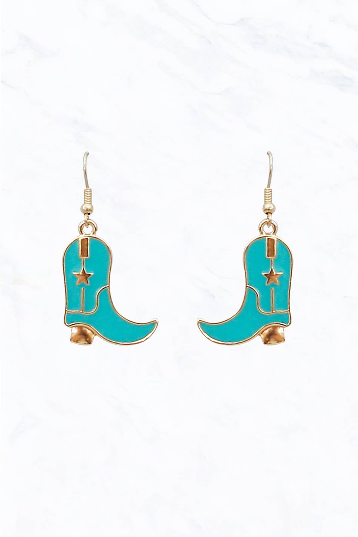 Metallic Cowboy Boots Earrings-Turquoise