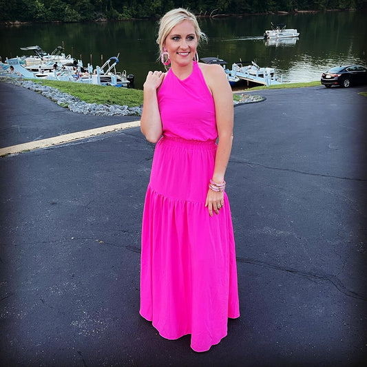 Stand Out Maxi Dress-Pink