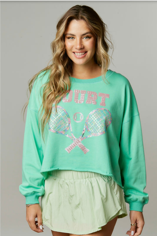 Queen of the Court Sweatshirt-Mint