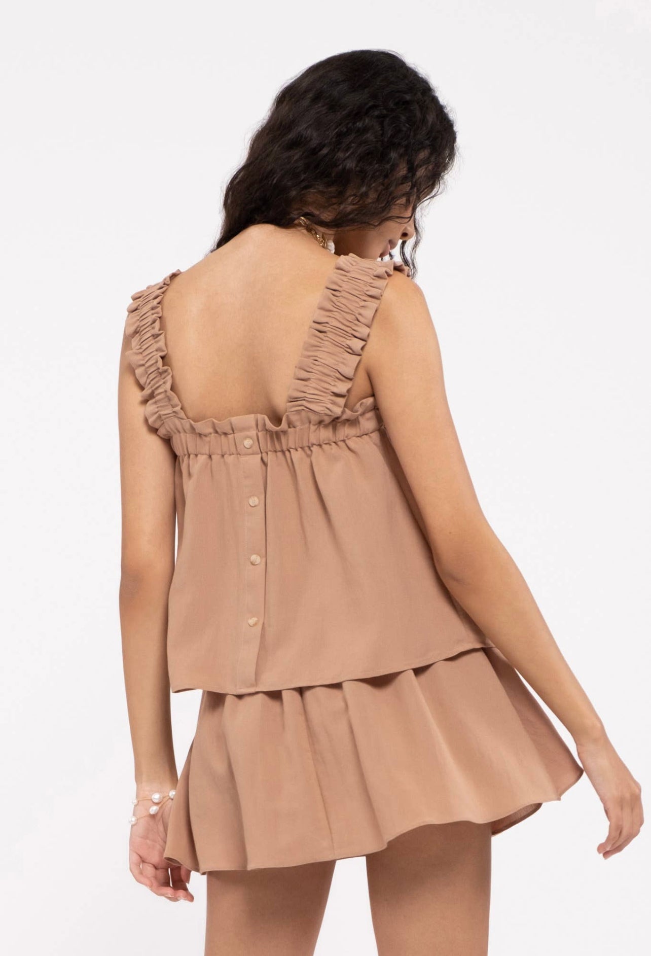 Ruffled Camel Tank