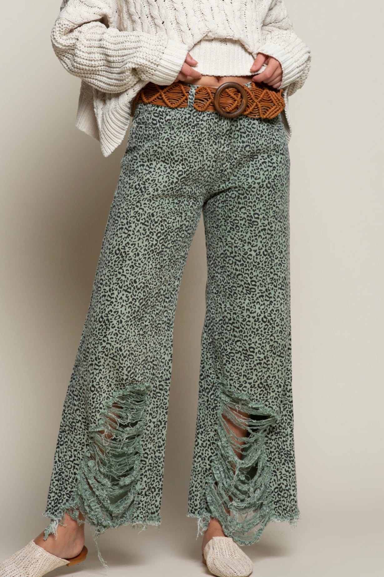 POL Olive Leopard Pants