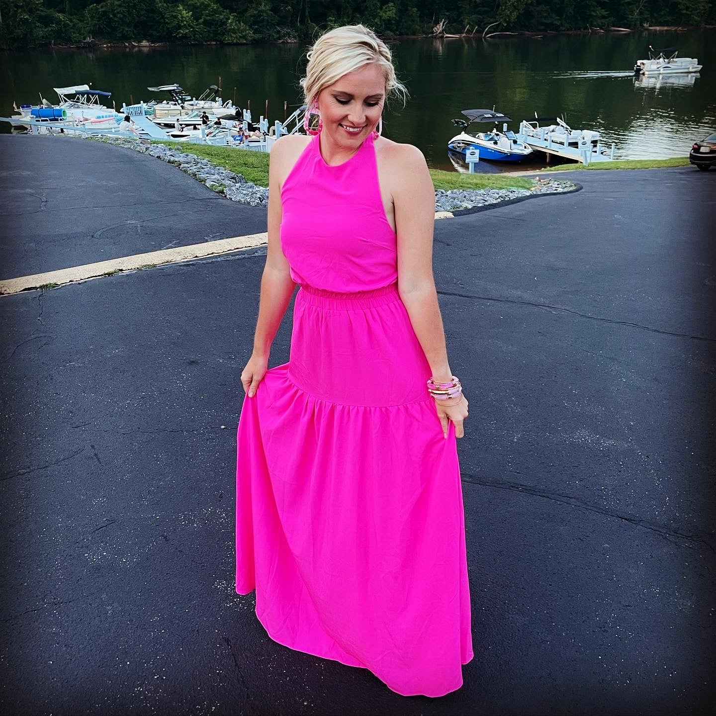 Stand Out Maxi Dress-Pink